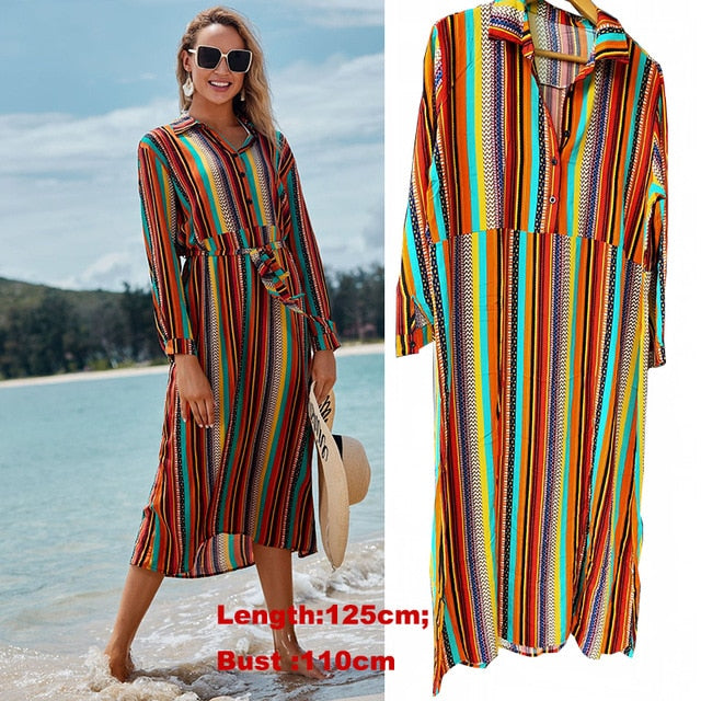 Cotton Beach Cover up Boho Print