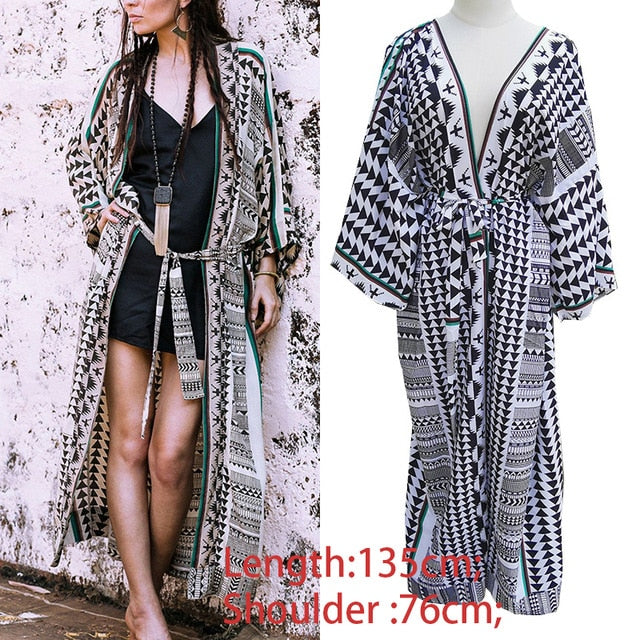 Cotton Beach Cover up Boho Print