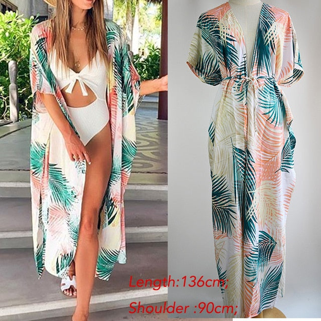 Cotton Beach Cover up Boho Print