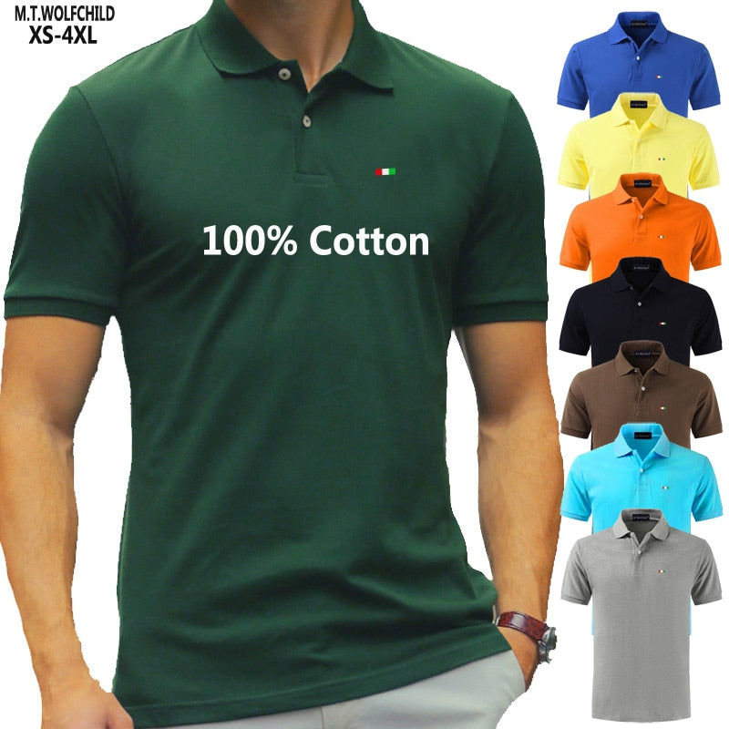 Mens Short Sleeve Polos Shirts 100% Cotton