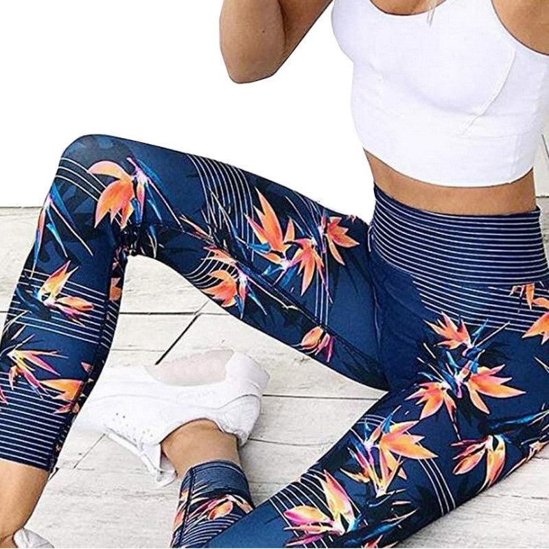 Tropical Print Yoga Pants