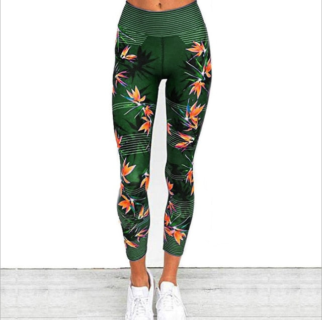 Tropical Print Yoga Pants