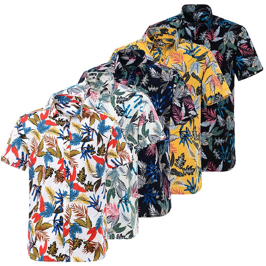 Mens Short sleeved Cotton Hawaiian Print Shirt