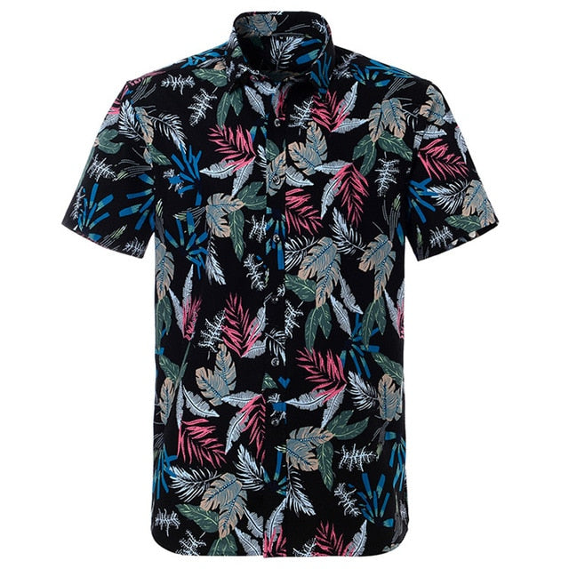 Mens Short sleeved Cotton Hawaiian Print Shirt