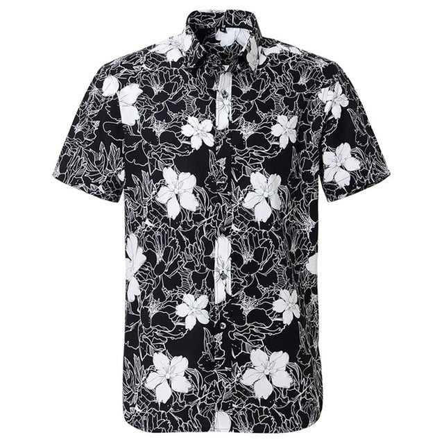 Mens Short sleeved Cotton Hawaiian Print Shirt