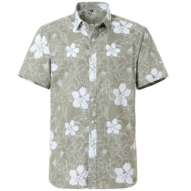 Mens Short sleeved Cotton Hawaiian Print Shirt