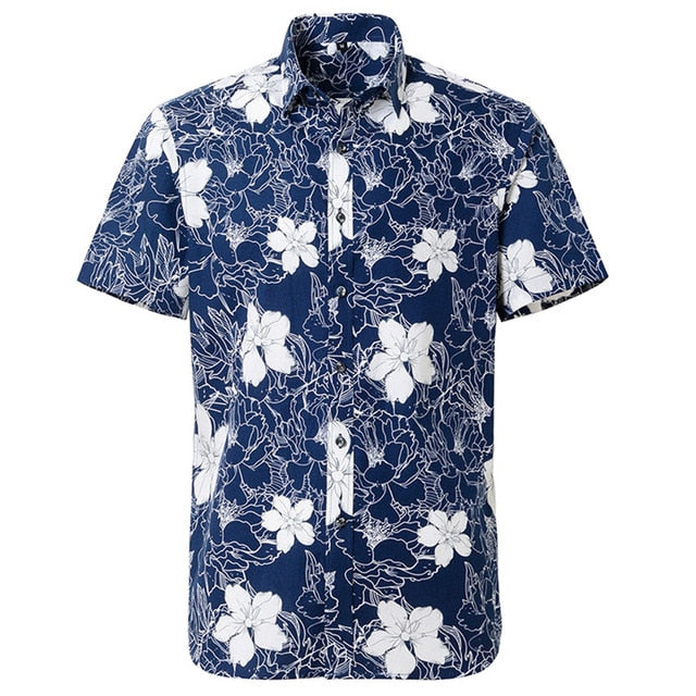 Mens Short sleeved Cotton Hawaiian Print Shirt