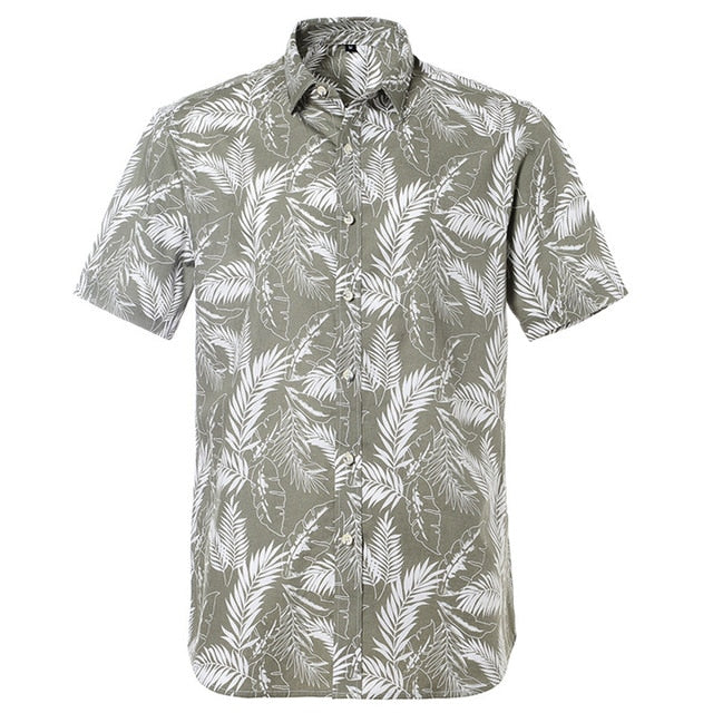Mens Short sleeved Cotton Hawaiian Print Shirt