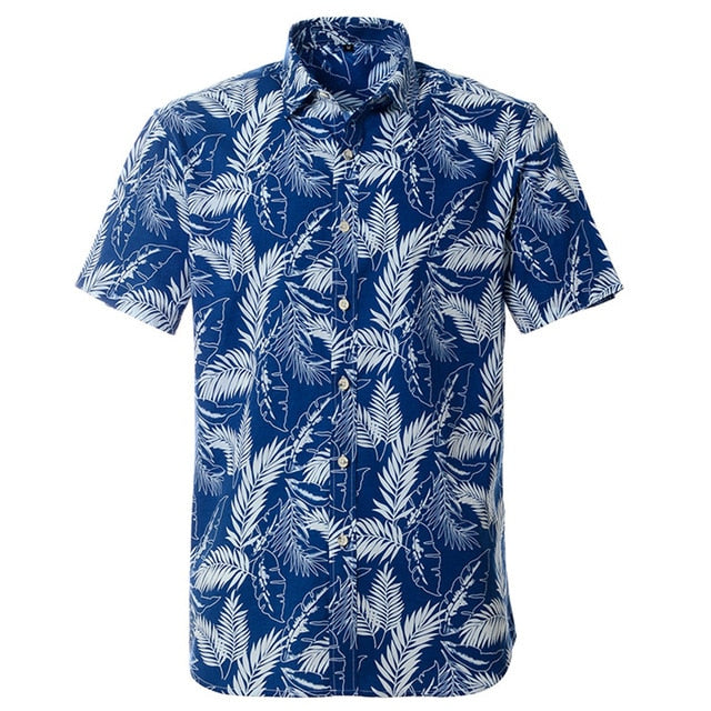 Mens Short sleeved Cotton Hawaiian Print Shirt
