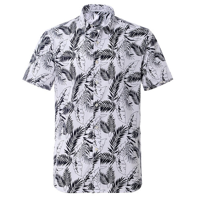 Mens Short sleeved Cotton Hawaiian Print Shirt