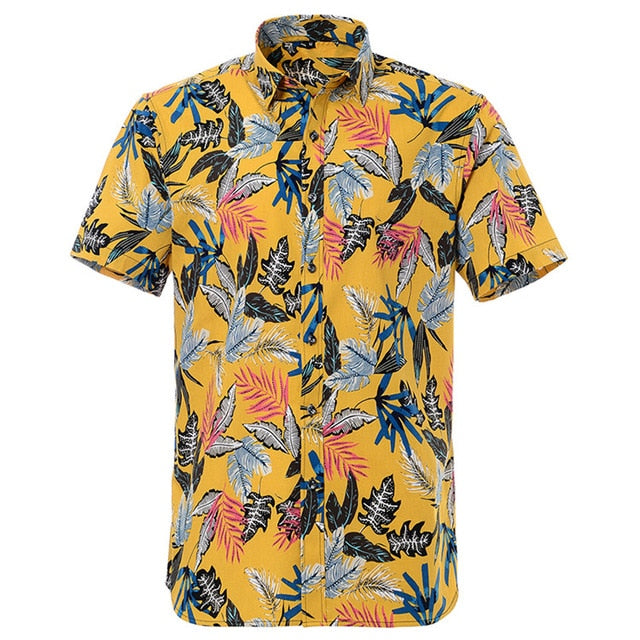 Mens Short sleeved Cotton Hawaiian Print Shirt