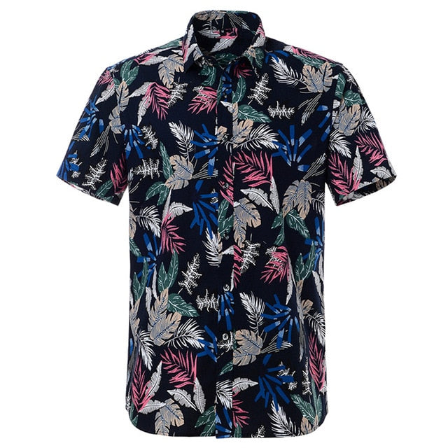 Mens Short sleeved Cotton Hawaiian Print Shirt