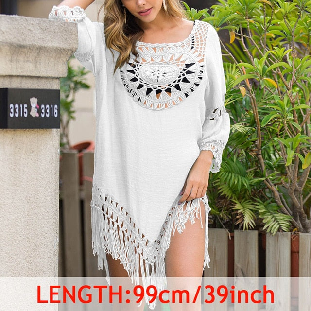 Tassel Cover Up Tunic with Crochet Accents