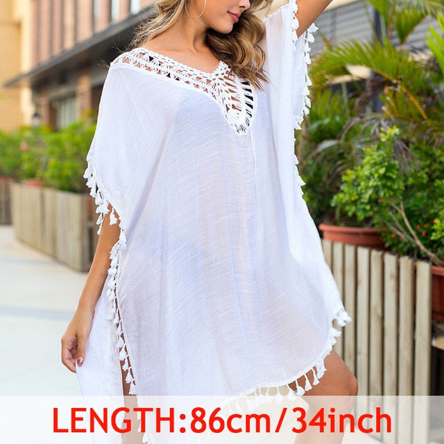 Tassel Cover Up Tunic with Crochet Accents