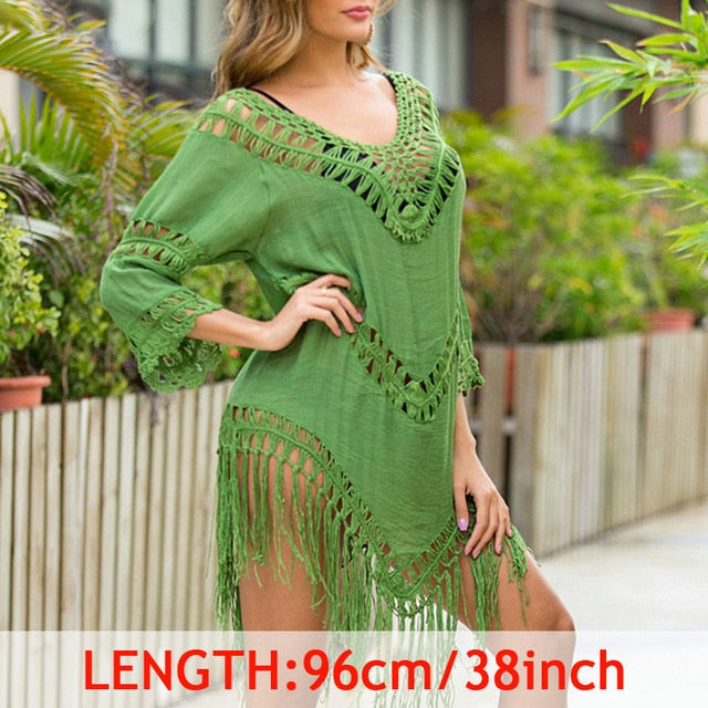 Tassel Cover Up Tunic with Crochet Accents