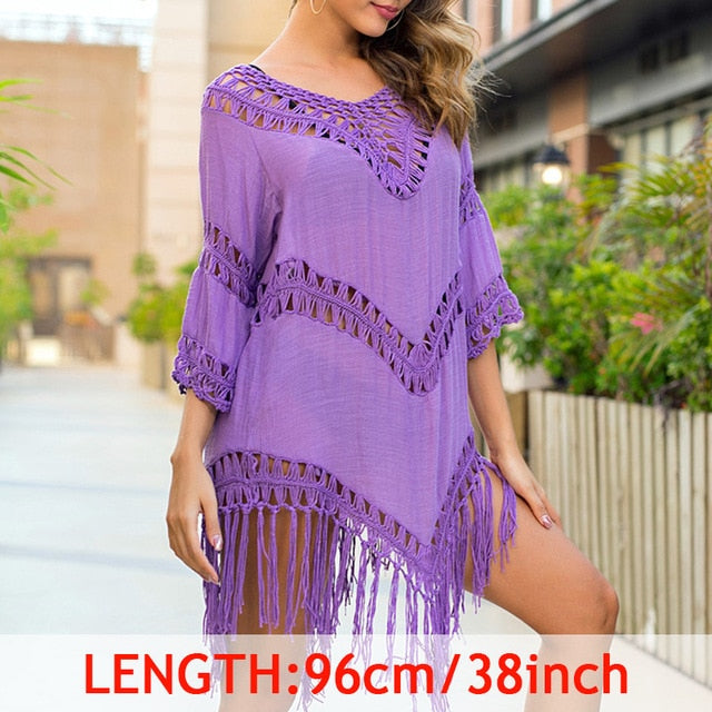 Tassel Cover Up Tunic with Crochet Accents