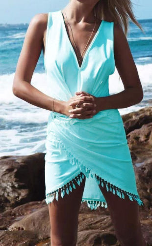 Bikini Cover Up Deep V-neck with Tassels