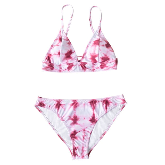 Tie-Dye Low-Waist Bikini Set – Colorful Two-Piece Swimsuit for Women
