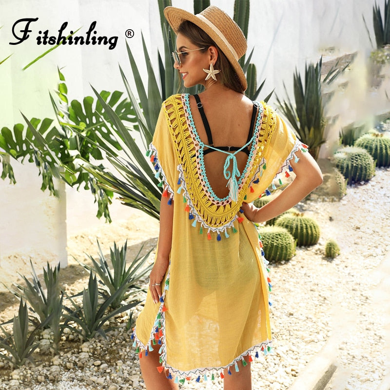 Handmade Crochet Beach Dress with Tassels
