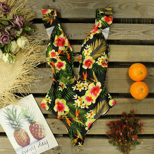 Floral One Piece  Backless Bathing Suit