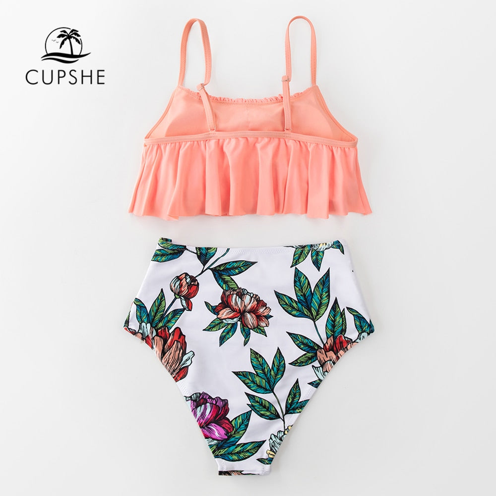Ruffled Tank Top High-waist Bikini Set