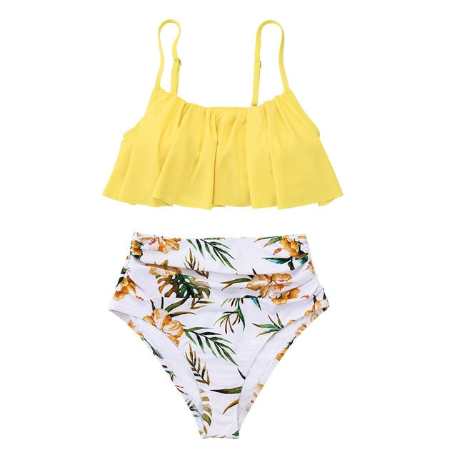 Ruffled Tank Top High-waist Bikini Set