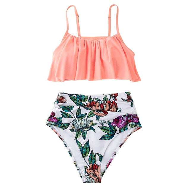 Ruffled Tank Top High-waist Bikini Set