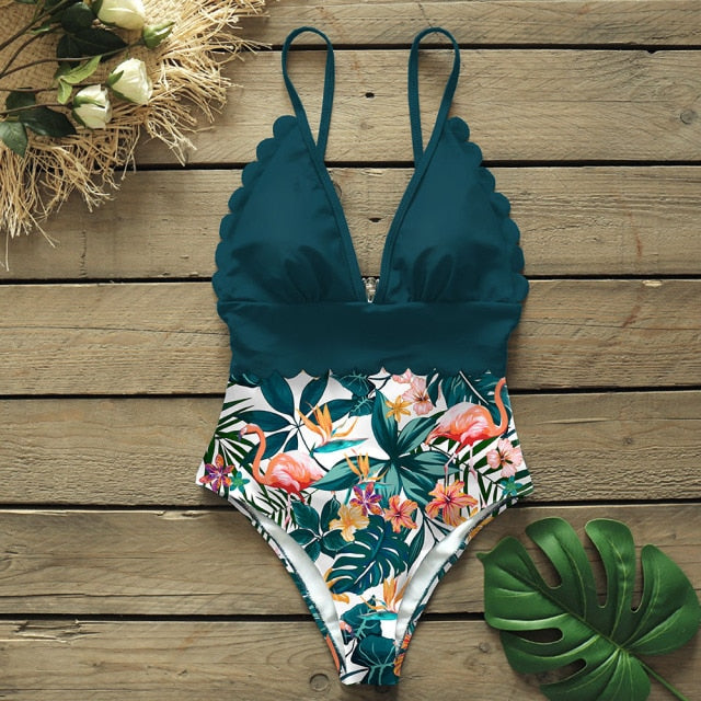 One Piece Swimsuit with Ruffles