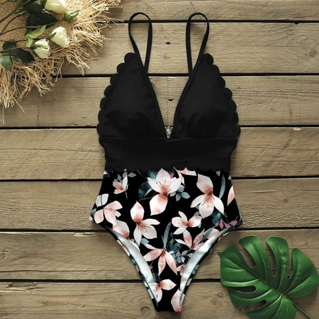 One Piece Swimsuit with Ruffles
