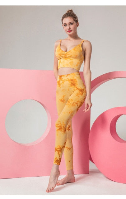 Tie Dye Workout Set with High Waist