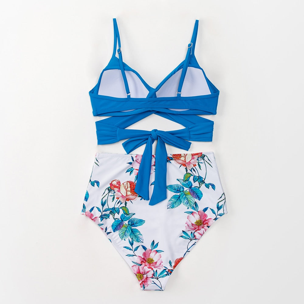 Push Up High-Waist Bikini Set – Printed Two-Piece Swimsuit for Women