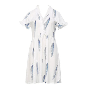 Summer Beach Dress with Feather Print