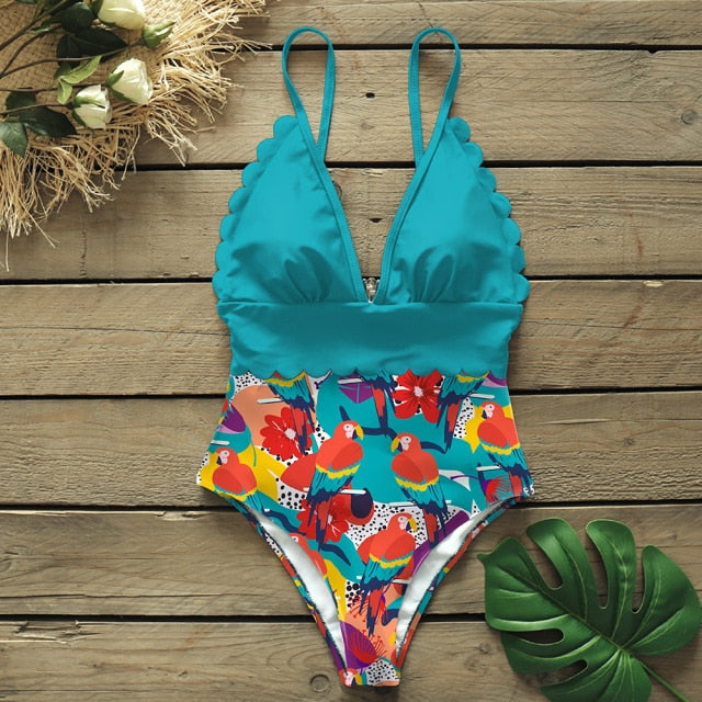 One Piece Swimsuit with Ruffles