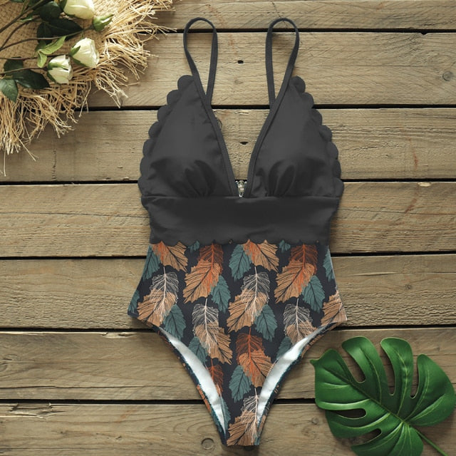 One Piece Swimsuit with Ruffles