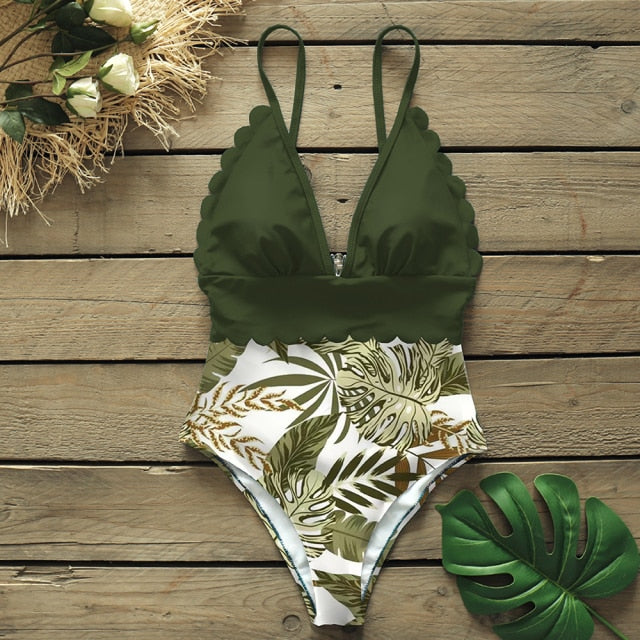 One Piece Swimsuit with Ruffles