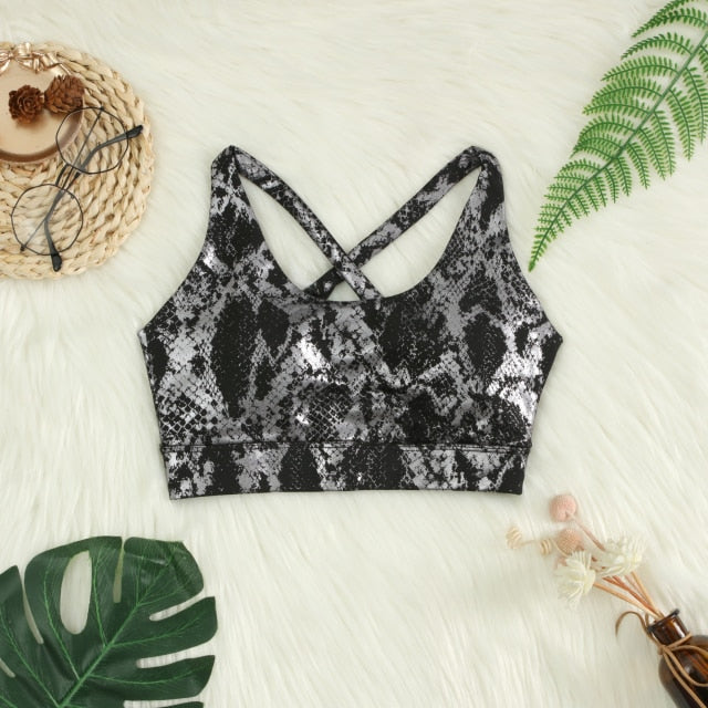 Snake Printed Seamless Sports Top