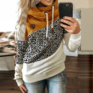 Leopard Patchwork Hooded Sweatshirt