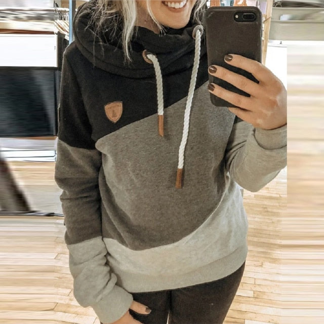 Leopard Patchwork Hooded Sweatshirt