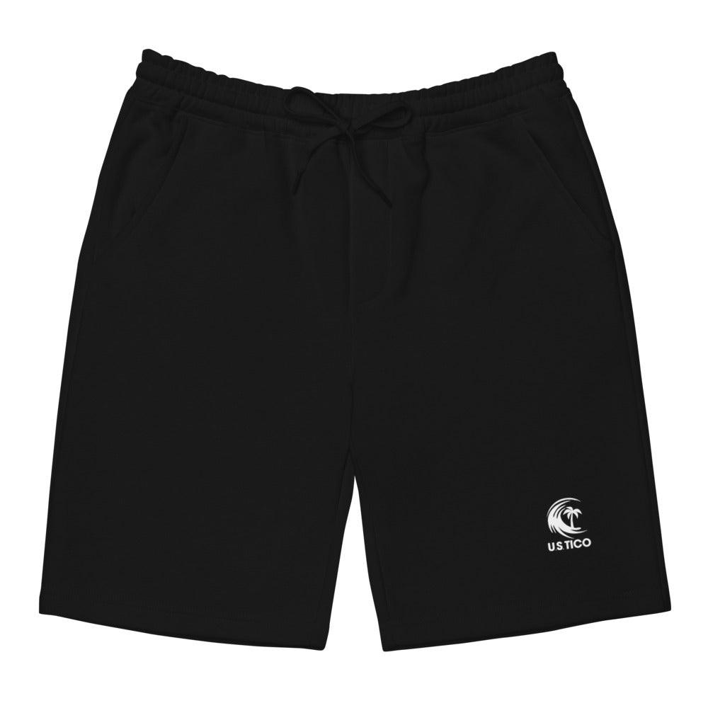 US Tico Men's Fleece Shorts in solid black with an elastic drawstring waist, side pockets, and a small white logo