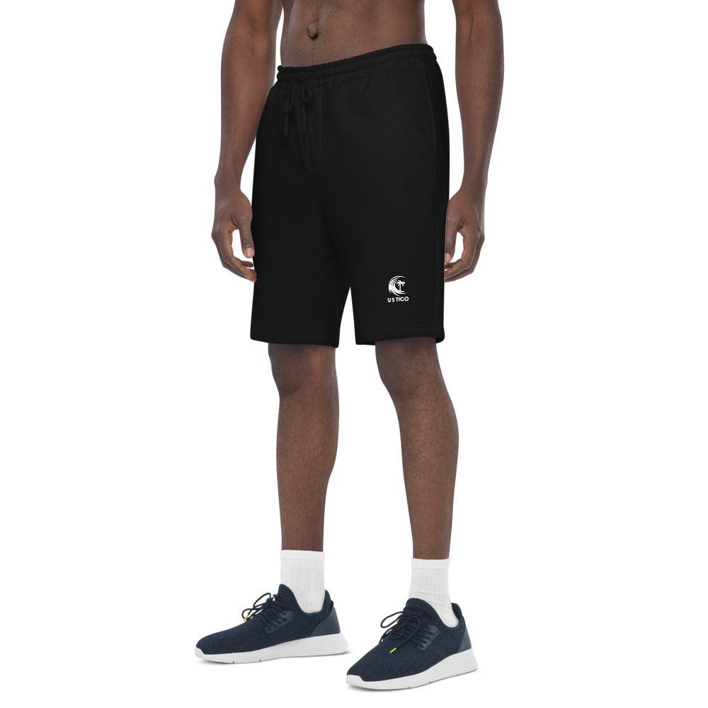 US Tico Men's Fleece Shorts in solid black with a soft fleece finish, elastic drawstring waist and small white logo.