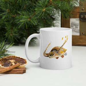 SC Sea Turtle White glossy mug