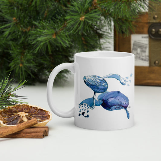 SC Whale White glossy mug