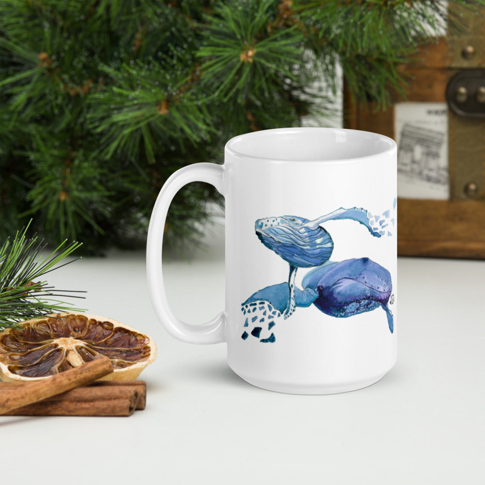 SC Whale White glossy mug