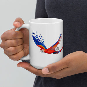 SC Flying Macaw White glossy mug