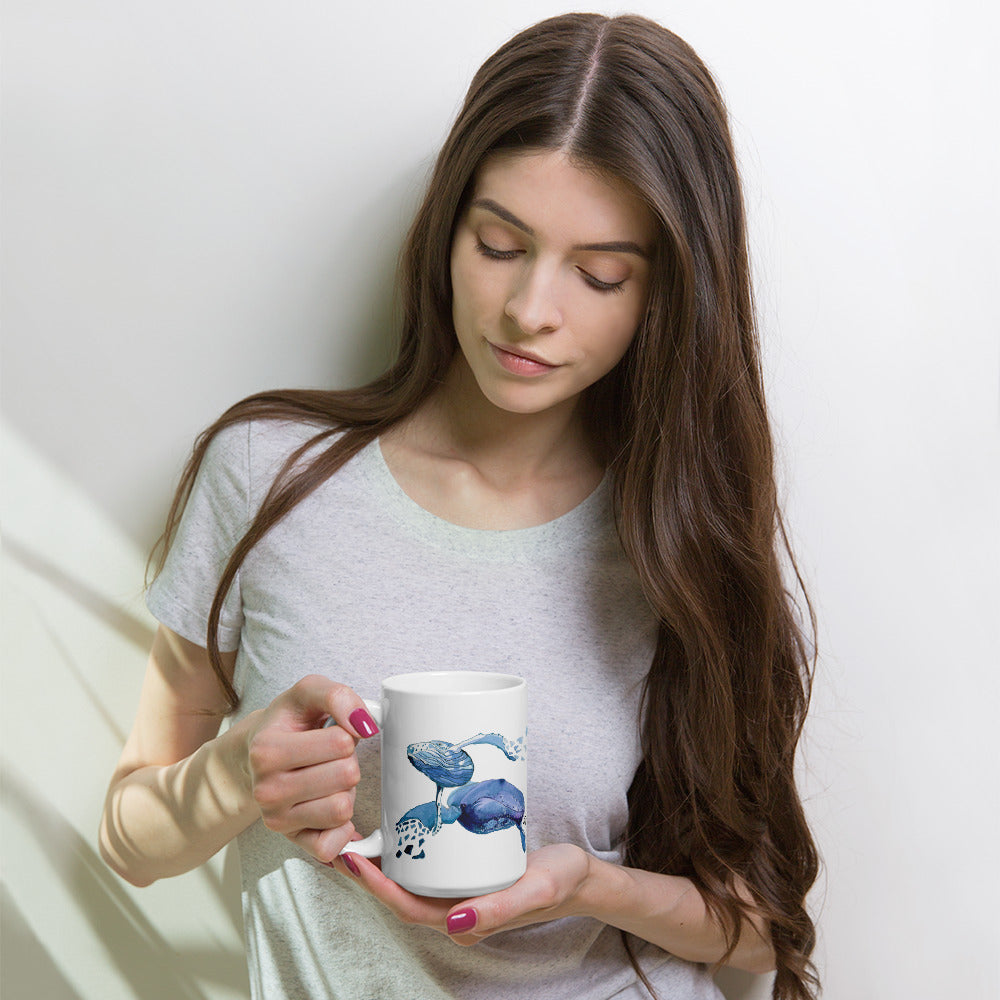 SC Whale White glossy mug